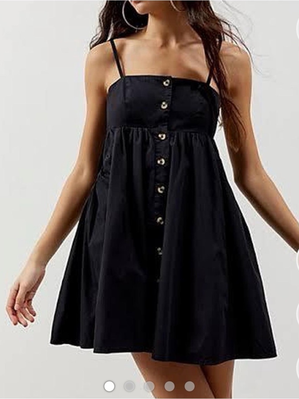 Urban Outfitters- BDG- Black Button-Front Spaghetti Strap Mini Dress